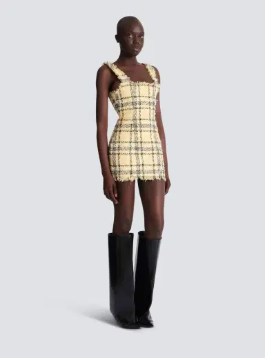 Balmain Short strappy dress in glitter tweed | Thumbnail 3 Balmain Short strappy dress in glitter tweed | Thumbnail 3