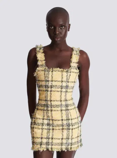 Balmain Short strappy dress in glitter tweed | Thumbnail 6 Balmain Short strappy dress in glitter tweed | Thumbnail 6