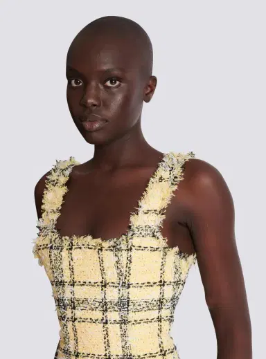 Balmain Short strappy dress in glitter tweed | Thumbnail 7 Balmain Short strappy dress in glitter tweed | Thumbnail 7