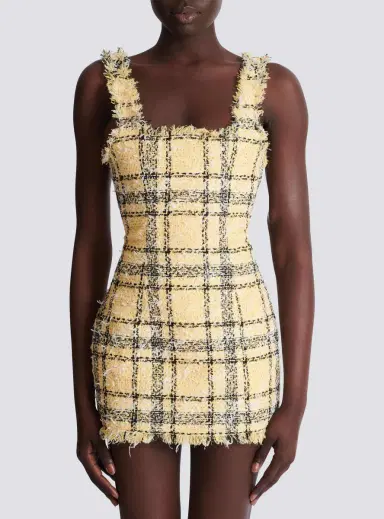 Balmain Short strappy dress in glitter tweed | Thumbnail 8 Balmain Short strappy dress in glitter tweed | Thumbnail 8