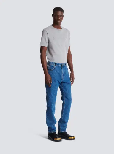 Balmain Blue denim straight-cut jeans | Thumbnail 3 Balmain Blue denim straight-cut jeans | Thumbnail 3