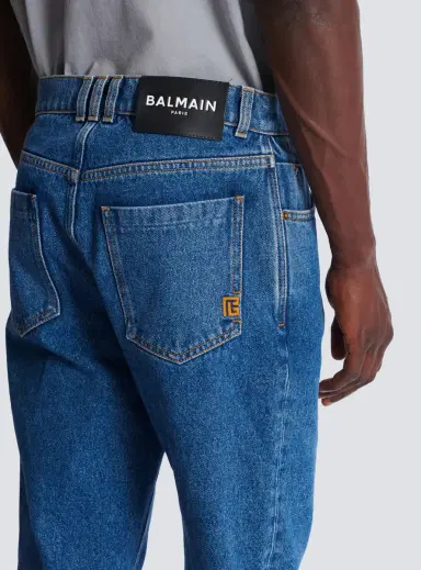 Balmain Blue denim straight-cut jeans | Thumbnail 4 Balmain Blue denim straight-cut jeans | Thumbnail 4
