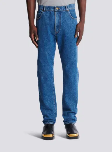Balmain Blue denim straight-cut jeans | Thumbnail 6 Balmain Blue denim straight-cut jeans | Thumbnail 6