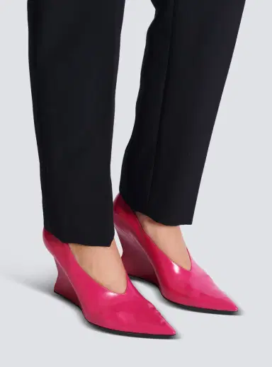 Balmain Shiny lambskin Wedge pumps | Thumbnail 2 Balmain Shiny lambskin Wedge pumps | Thumbnail 2