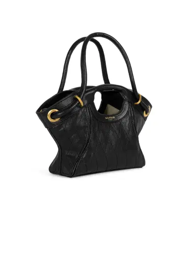 Balmain Small Tote in smooth topstitched leather | Thumbnail 3 Balmain Small Tote in smooth topstitched leather | Thumbnail 3