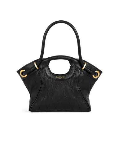 Balmain Small Tote in smooth topstitched leather | Thumbnail 1 Balmain Small Tote in smooth topstitched leather | Thumbnail 1