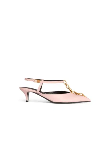 Balmain Sync chain kitten slingbacks in leather | Thumbnail 1 Balmain Sync chain kitten slingbacks in leather | Thumbnail 1