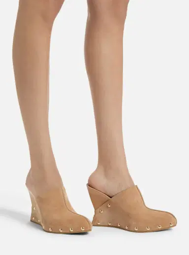 Balmain Wedge clogs in wood and suede | Thumbnail 2 Balmain Wedge clogs in wood and suede | Thumbnail 2