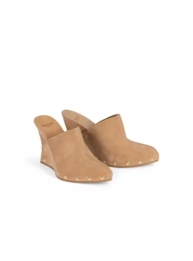 Balmain Wedge clogs in wood and suede | Thumbnail 3 Balmain Wedge clogs in wood and suede | Thumbnail 3