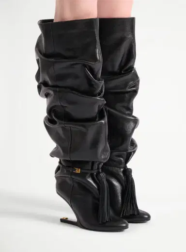 Balmain No Wedge textured leather thigh-high boots with tassel | Thumbnail 2 Balmain No Wedge textured leather thigh-high boots with tassel | Thumbnail 2
