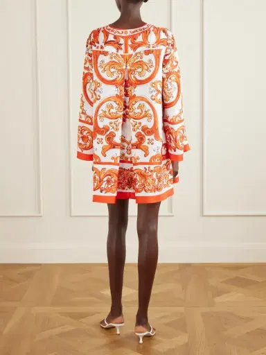 Dolce & Gabbana Pleated Printed Silk-twill Mini Dress | Thumbnail 3 Dolce & Gabbana Pleated Printed Silk-twill Mini Dress | Thumbnail 3