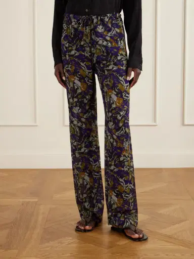 Dries Van Noten Printed Georgette Straight-leg Pants | Thumbnail 3 Dries Van Noten Printed Georgette Straight-leg Pants | Thumbnail 3