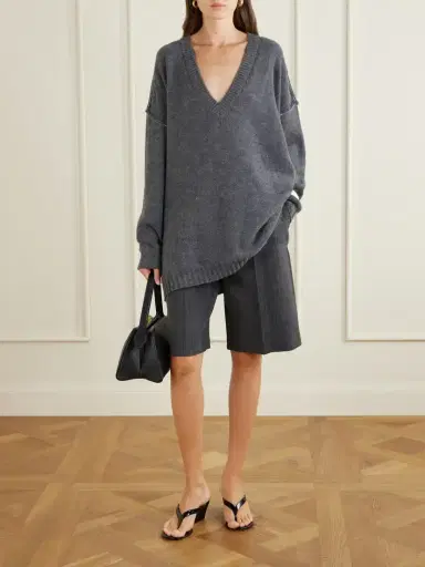 MM6 MAISON MARGIELA Striped Pleated Mélange-twill Shorts | Thumbnail 2 MM6 MAISON MARGIELA Striped Pleated Mélange-twill Shorts | Thumbnail 2