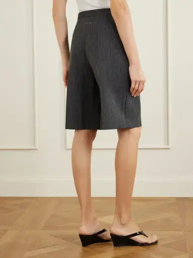 MM6 MAISON MARGIELA Striped Pleated Mélange-twill Shorts | Thumbnail 4 MM6 MAISON MARGIELA Striped Pleated Mélange-twill Shorts | Thumbnail 4