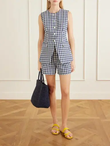 Veronica Beard Lois Checked Stretch-cotton Cloqué Tank | Thumbnail 2 Veronica Beard Lois Checked Stretch-cotton Cloqué Tank | Thumbnail 2