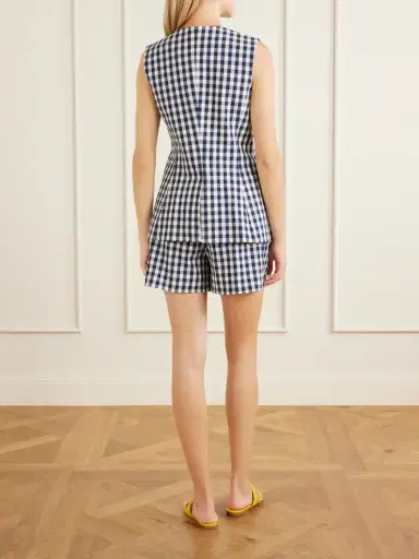 Veronica Beard Lois Checked Stretch-cotton Cloqué Tank | Thumbnail 3 Veronica Beard Lois Checked Stretch-cotton Cloqué Tank | Thumbnail 3