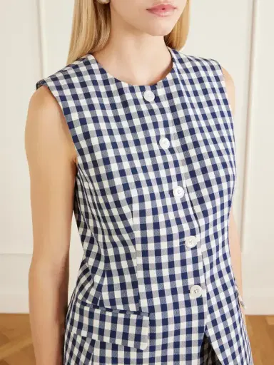 Veronica Beard Lois Checked Stretch-cotton Cloqué Tank | Thumbnail 4 Veronica Beard Lois Checked Stretch-cotton Cloqué Tank | Thumbnail 4