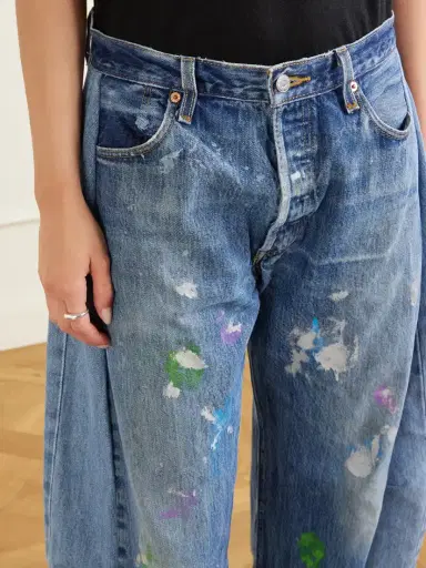 B SIDES Vintage Lasso Distressed Frayed Paneled Paint-splatter Wide-leg Jeans | Thumbnail 4 B SIDES Vintage Lasso Distressed Frayed Paneled Paint-splatter Wide-leg Jeans | Thumbnail 4