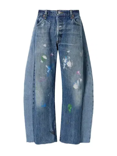 B SIDES Vintage Lasso Distressed Frayed Paneled Paint-splatter Wide-leg Jeans | Thumbnail 1 B SIDES Vintage Lasso Distressed Frayed Paneled Paint-splatter Wide-leg Jeans | Thumbnail 1