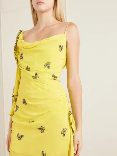 Clio Peppiatt Isola Asymmetric Gathered Embellished Chiffon Mini Dress | Thumbnail 4 Clio Peppiatt Isola Asymmetric Gathered Embellished Chiffon Mini Dress | Thumbnail 4