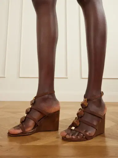 Gianvito Rossi 70 Embellished Wood-trimmed Suede Wedge Sandals | Thumbnail 2 Gianvito Rossi 70 Embellished Wood-trimmed Suede Wedge Sandals | Thumbnail 2