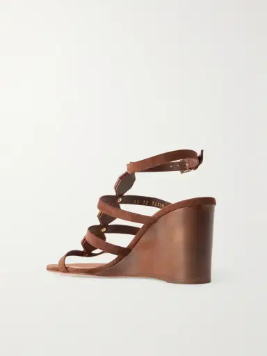 Gianvito Rossi 70 Embellished Wood-trimmed Suede Wedge Sandals | Thumbnail 3 Gianvito Rossi 70 Embellished Wood-trimmed Suede Wedge Sandals | Thumbnail 3