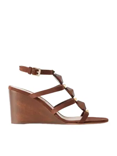Gianvito Rossi 70 Embellished Wood-trimmed Suede Wedge Sandals | Thumbnail 1 Gianvito Rossi 70 Embellished Wood-trimmed Suede Wedge Sandals | Thumbnail 1