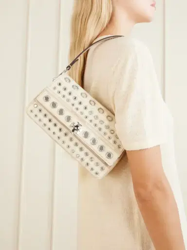 Tory Burch Charlie Embellished Embroidered Canvas Shoulder Bag | Thumbnail 2 Tory Burch Charlie Embellished Embroidered Canvas Shoulder Bag | Thumbnail 2