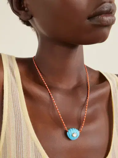 Lizzie Fortunato Kai Gold-plated Resin, Turquoise And Chord Necklace | Thumbnail 2 Lizzie Fortunato Kai Gold-plated Resin, Turquoise And Chord Necklace | Thumbnail 2