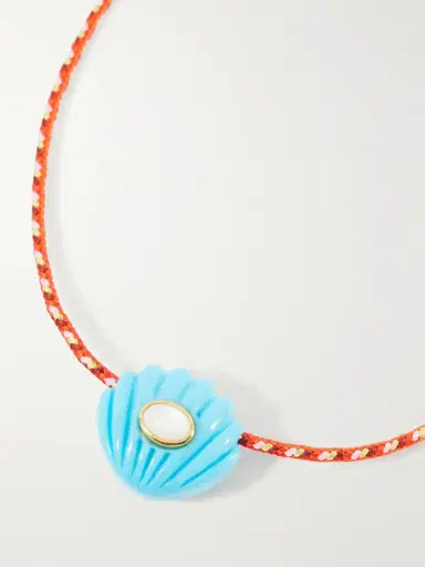 Lizzie Fortunato Kai Gold-plated Resin, Turquoise And Chord Necklace | Thumbnail 4 Lizzie Fortunato Kai Gold-plated Resin, Turquoise And Chord Necklace | Thumbnail 4