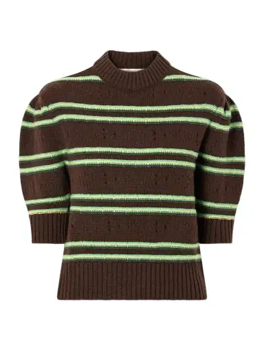 Marni Cropped Striped Open-knit Cashmere Sweater | Thumbnail 1 Marni Cropped Striped Open-knit Cashmere Sweater | Thumbnail 1