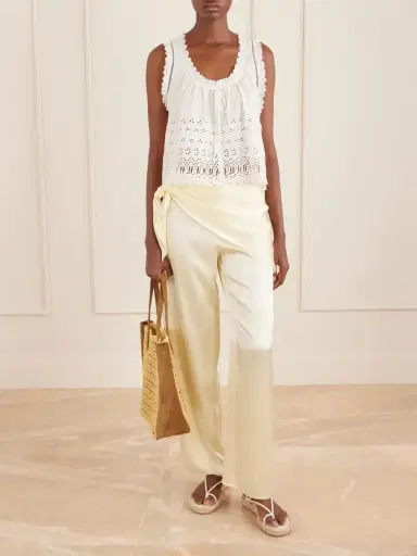 DÔEN Lavona Tie-detailed Silk-satin Wide-leg Pants | Thumbnail 2 DÔEN Lavona Tie-detailed Silk-satin Wide-leg Pants | Thumbnail 2