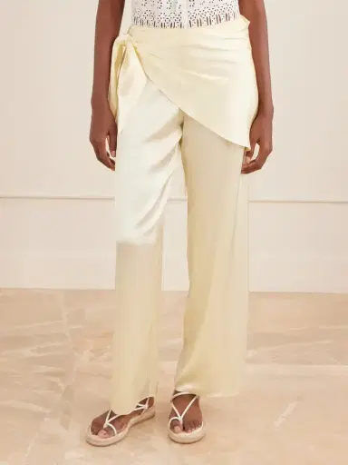 DÔEN Lavona Tie-detailed Silk-satin Wide-leg Pants | Thumbnail 3 DÔEN Lavona Tie-detailed Silk-satin Wide-leg Pants | Thumbnail 3