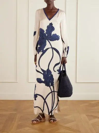 ANDRES OTALORA Aduma Embellished Floral-print Satin Maxi Dress | Thumbnail 2 ANDRES OTALORA Aduma Embellished Floral-print Satin Maxi Dress | Thumbnail 2