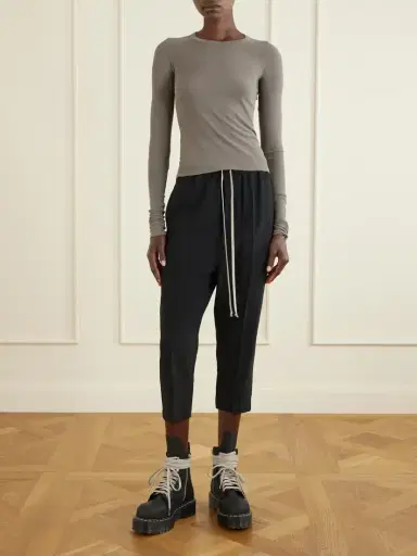 Rick Owens Frayed Ribbed Jersey T-shirt | Thumbnail 2 Rick Owens Frayed Ribbed Jersey T-shirt | Thumbnail 2