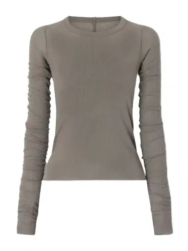 Rick Owens Frayed Ribbed Jersey T-shirt | Thumbnail 1 Rick Owens Frayed Ribbed Jersey T-shirt | Thumbnail 1