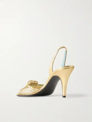 Valentino Garavani Coeur Royal 85 Logo-embellished Metallic Leather Sandals | Thumbnail 3 Valentino Garavani Coeur Royal 85 Logo-embellished Metallic Leather Sandals | Thumbnail 3