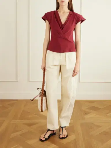 Isabel Marant Nadrine Gathered Cotton-jersey T-shirt | Thumbnail 2 Isabel Marant Nadrine Gathered Cotton-jersey T-shirt | Thumbnail 2