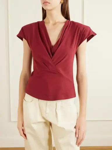 Isabel Marant Nadrine Gathered Cotton-jersey T-shirt | Thumbnail 3 Isabel Marant Nadrine Gathered Cotton-jersey T-shirt | Thumbnail 3