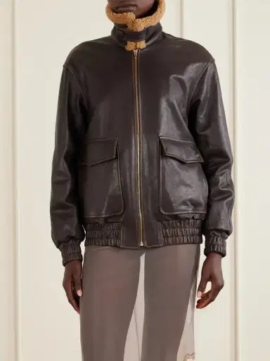 Valentino Garavani Shearling-trimmed Leather Biker Jacket | Thumbnail 3 Valentino Garavani Shearling-trimmed Leather Biker Jacket | Thumbnail 3