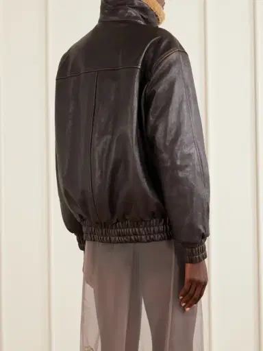 Valentino Garavani Shearling-trimmed Leather Biker Jacket | Thumbnail 4 Valentino Garavani Shearling-trimmed Leather Biker Jacket | Thumbnail 4