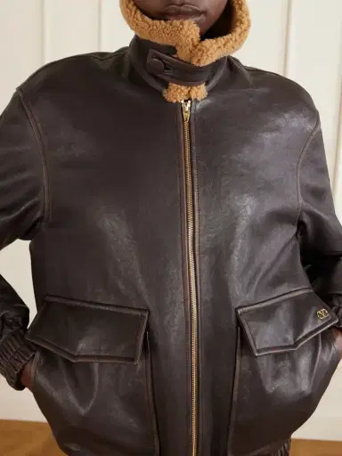 Valentino Garavani Shearling-trimmed Leather Biker Jacket | Thumbnail 5 Valentino Garavani Shearling-trimmed Leather Biker Jacket | Thumbnail 5