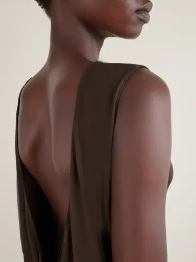 Alaïa Asymmetric Crepe- Jersey Midi Dress | Thumbnail 3 Alaïa Asymmetric Crepe- Jersey Midi Dress | Thumbnail 3