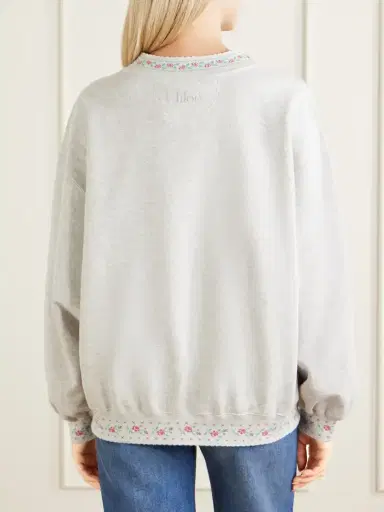 Chloé Logo-embroidered Scalloped Cotton-jersey Sweatshirt | Thumbnail 4 Chloé Logo-embroidered Scalloped Cotton-jersey Sweatshirt | Thumbnail 4