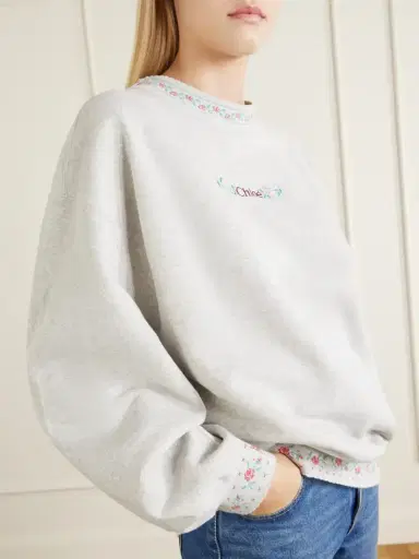 Chloé Logo-embroidered Scalloped Cotton-jersey Sweatshirt | Thumbnail 5 Chloé Logo-embroidered Scalloped Cotton-jersey Sweatshirt | Thumbnail 5