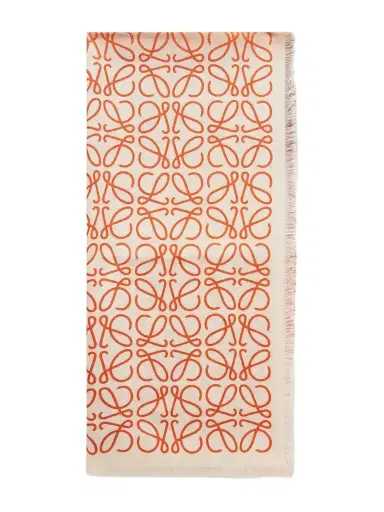 Loewe Anagram-intarsia Wool, Silk And Cashmere-blend Scarf | Thumbnail 1 Loewe Anagram-intarsia Wool, Silk And Cashmere-blend Scarf | Thumbnail 1