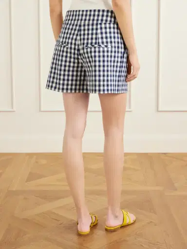 Veronica Beard Haina Pleated Checked Stretch-cotton Cloqué Shorts | Thumbnail 4 Veronica Beard Haina Pleated Checked Stretch-cotton Cloqué Shorts | Thumbnail 4