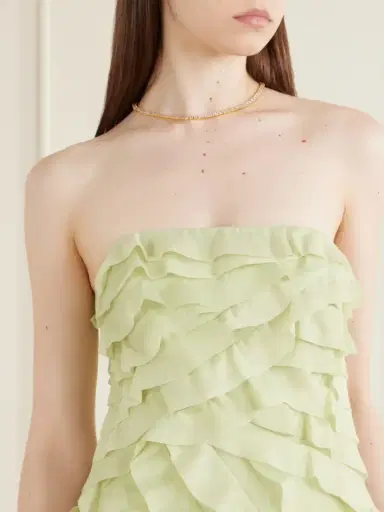 Aje Allairie Strapless Ruffled Shirred Faille Gown | Thumbnail 4 Aje Allairie Strapless Ruffled Shirred Faille Gown | Thumbnail 4