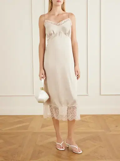 Simone Rocha Lace-trimed Satin Midi Dress | Thumbnail 2 Simone Rocha Lace-trimed Satin Midi Dress | Thumbnail 2