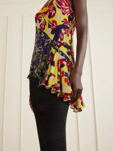 Dries Van Noten Ruffled Printed Asymmetric Georgette Camisole | Thumbnail 4 Dries Van Noten Ruffled Printed Asymmetric Georgette Camisole | Thumbnail 4